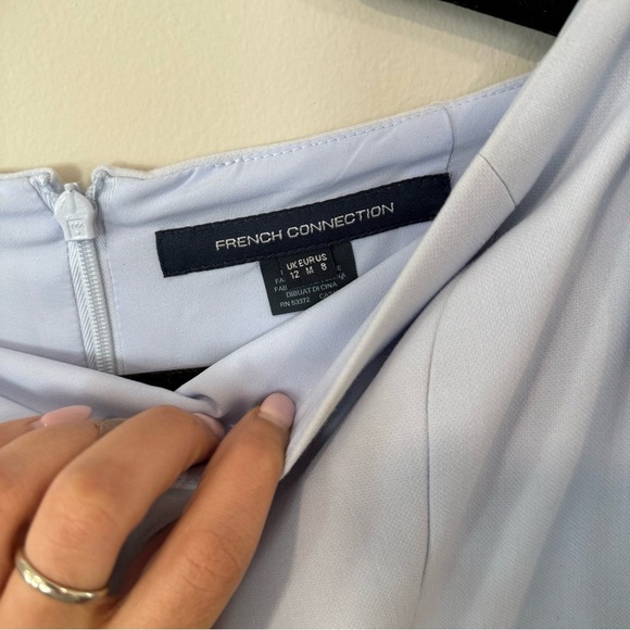 French Connection A line light blue off the shoulder dress bows size medium 2451 - Picture 6 of 11